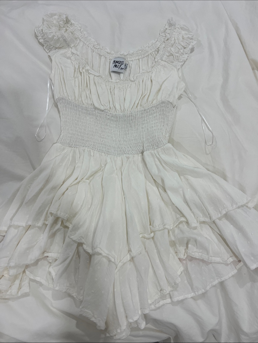 Princess Polly Ivory Tiered Ruffle Mini Dress